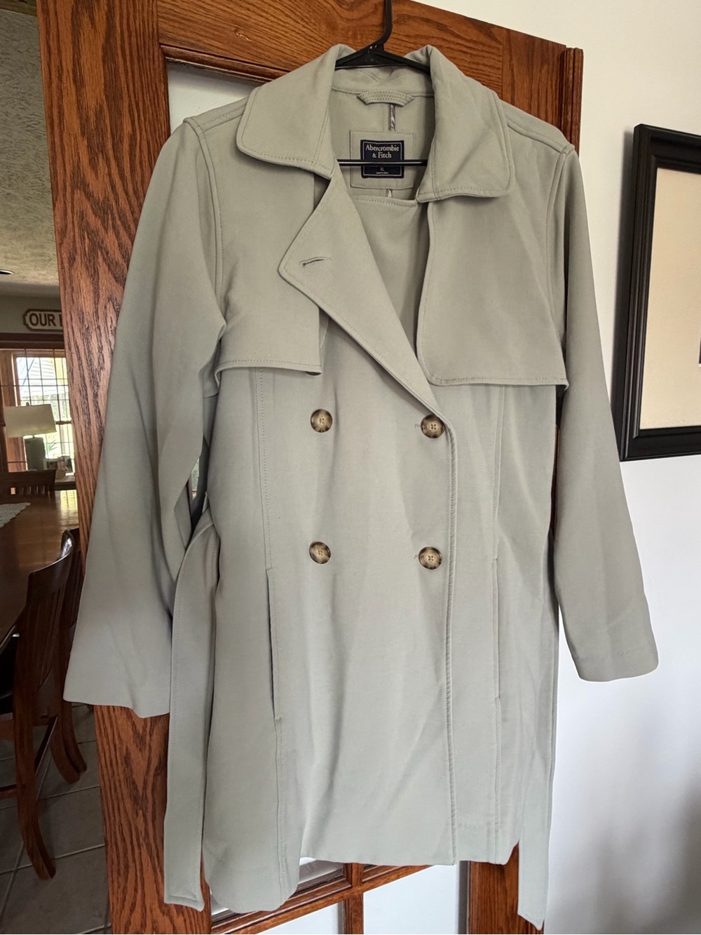 Abercrombie & Fitch Women's Light Sage Trench Coat size XL